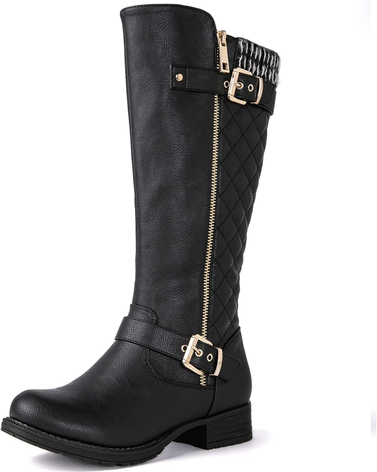 GLOBALWIN Women's Quilted Knee-High Fashion Dressy Riding Boots