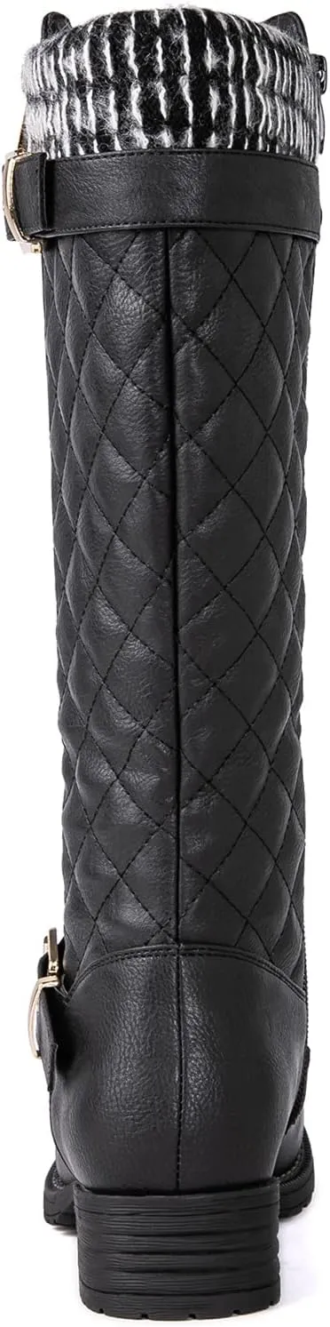 GLOBALWIN Women's Quilted Knee-High Fashion Dressy Riding Boots