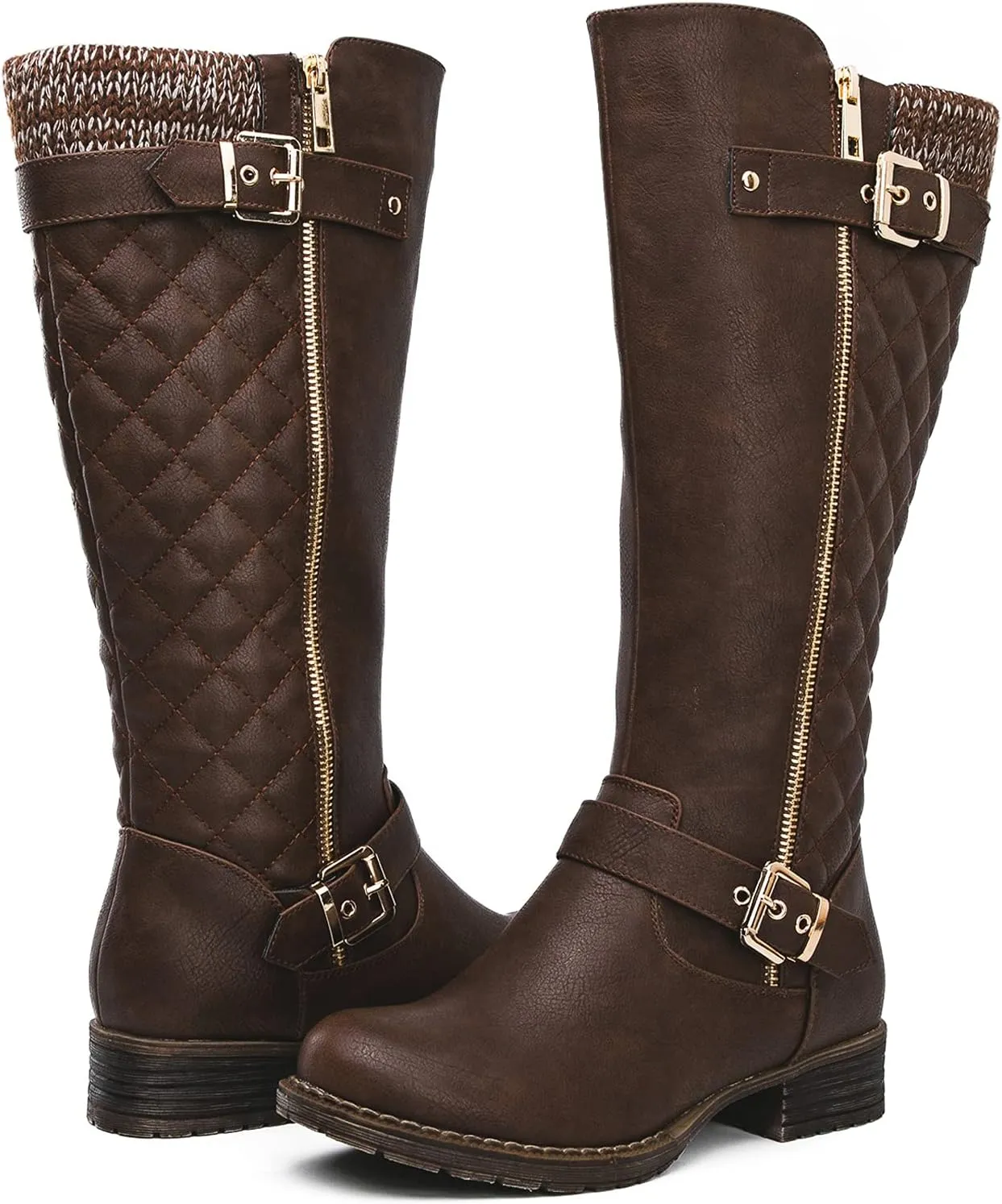 GLOBALWIN Women's Quilted Knee-High Fashion Dressy Riding Boots