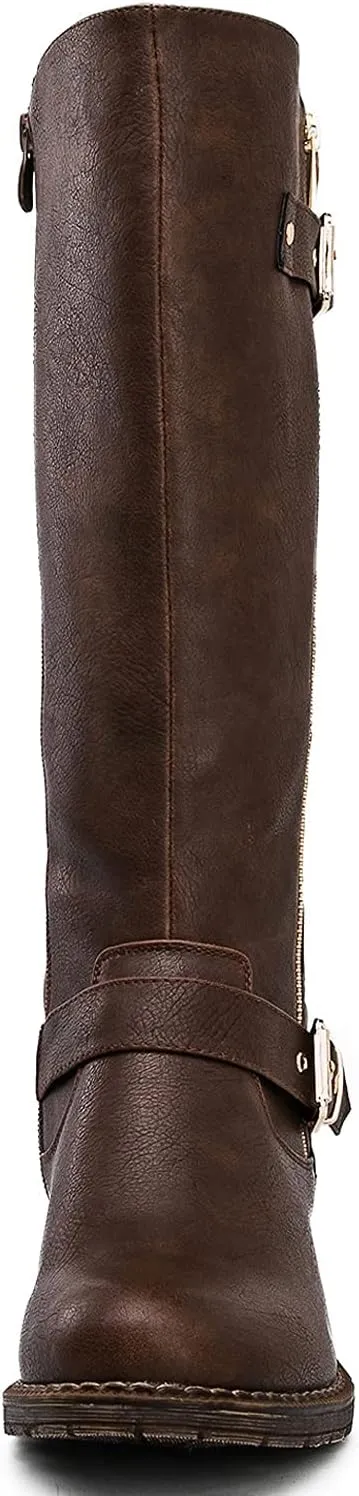 GLOBALWIN Women's Quilted Knee-High Fashion Dressy Riding Boots