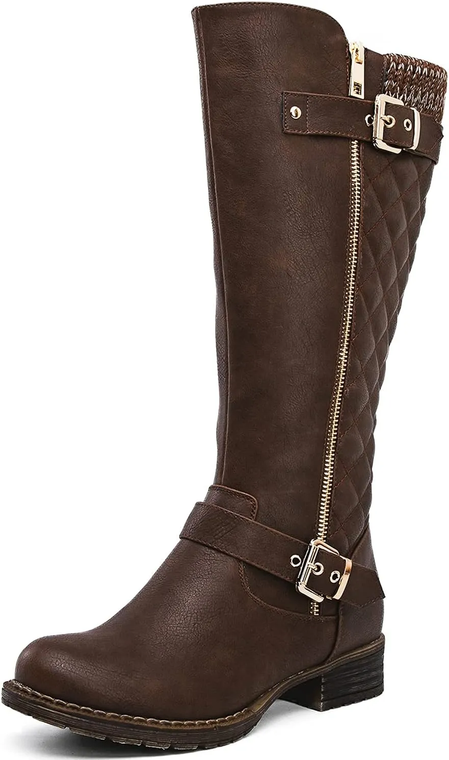 GLOBALWIN Women's Quilted Knee-High Fashion Dressy Riding Boots