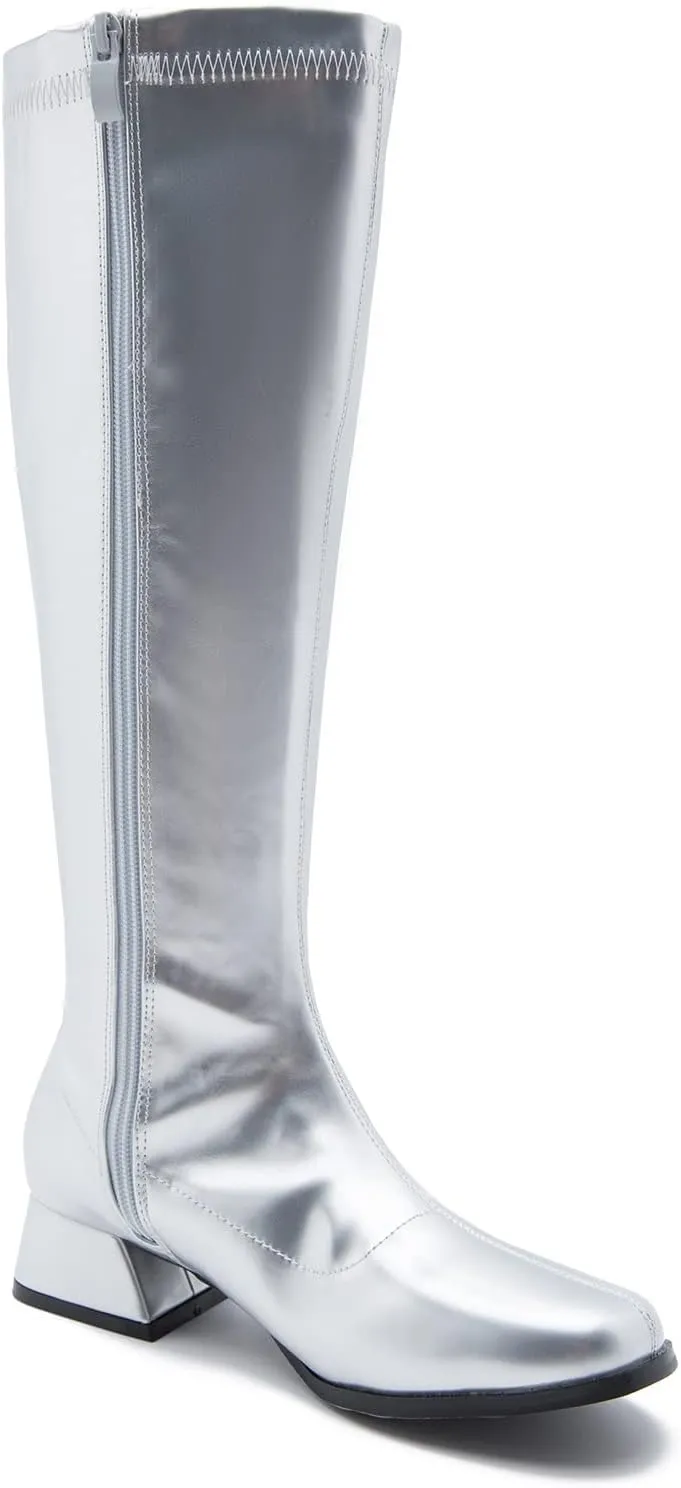 GOGO Boots for Women, Knee High Boots, Low Block Heel Zipper Boots Ladies Party Dance Shoes