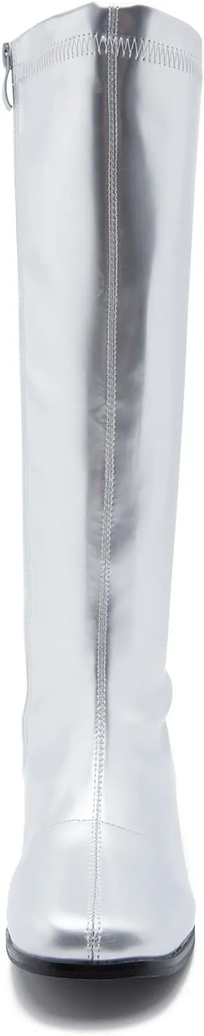 GOGO Boots for Women, Knee High Boots, Low Block Heel Zipper Boots Ladies Party Dance Shoes