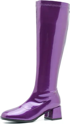 GOGO Boots for Women, Knee High Boots, Mid Block Heel Zipper Boots Ladies Party Dance Shoes