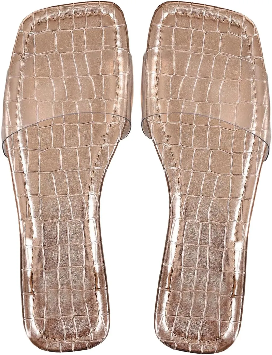 GORGLITTER Women's Clear Sandals Transparent Flat Sandals Dressy Summer Open Toe Beach Sandals