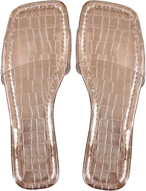 GORGLITTER Women's Clear Sandals Transparent Flat Sandals Dressy Summer Open Toe Beach Sandals