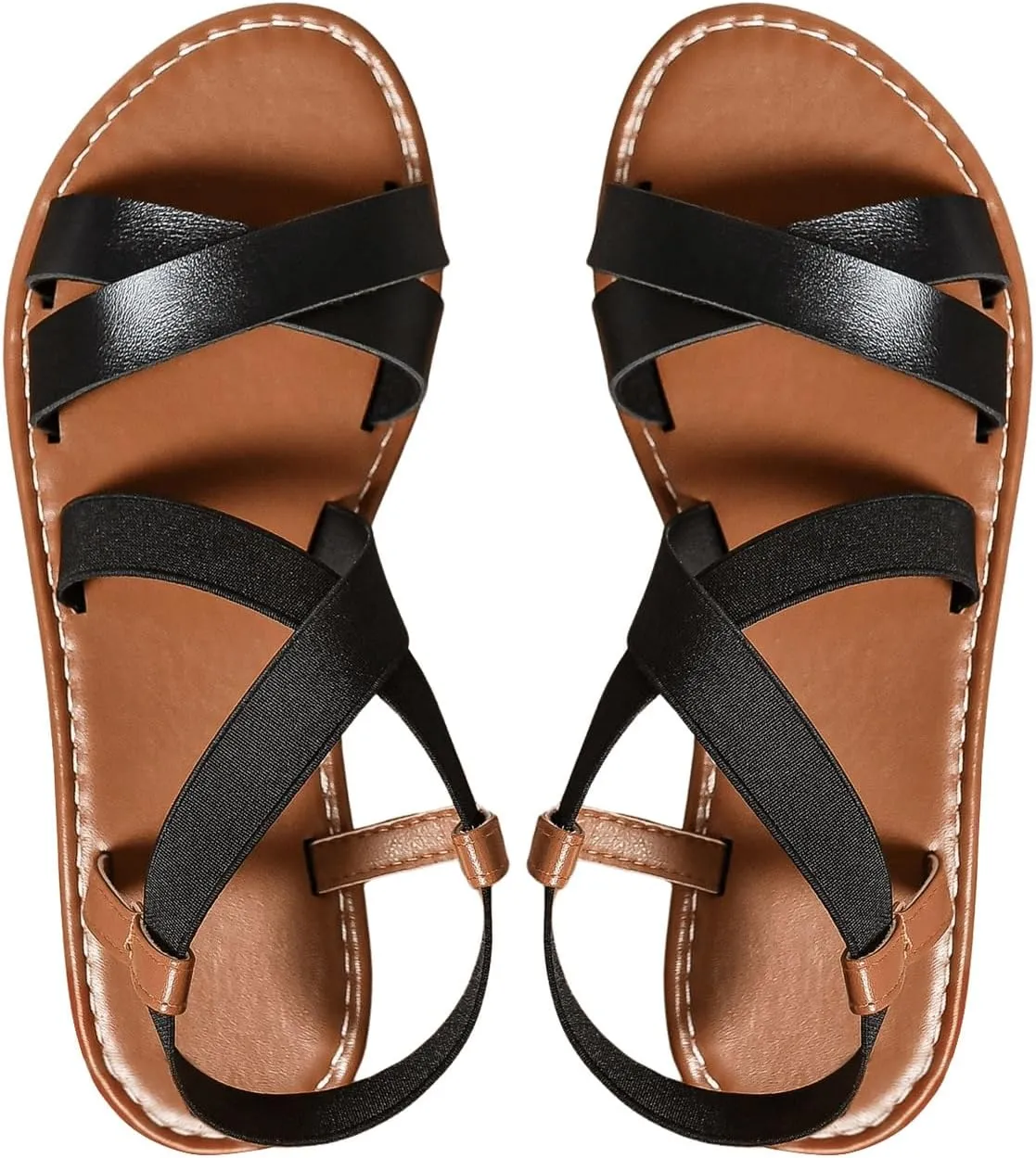 GORGLITTER Women's Criss Cross Gladiator Sandals Dressy Summer Cute Ankle Strap Open Toe Flat Sandals