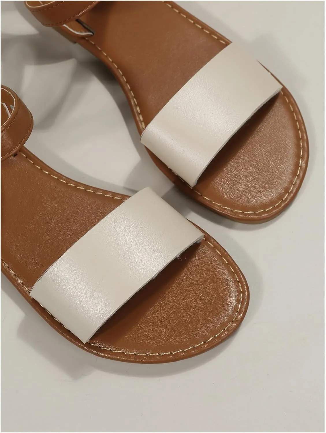 GORGLITTER Women's Open Toe Ankle Strap Vacation Flat Sandals Slip On Dressy Summer Shoes