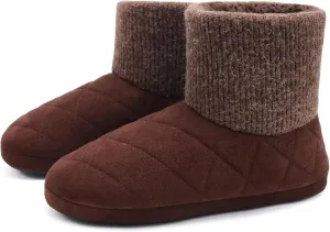 GPOS Knit Rock Wool Warm Men Indoor Pull on Cozy Memory Foam Slipper Boots Soft Rubber Sole