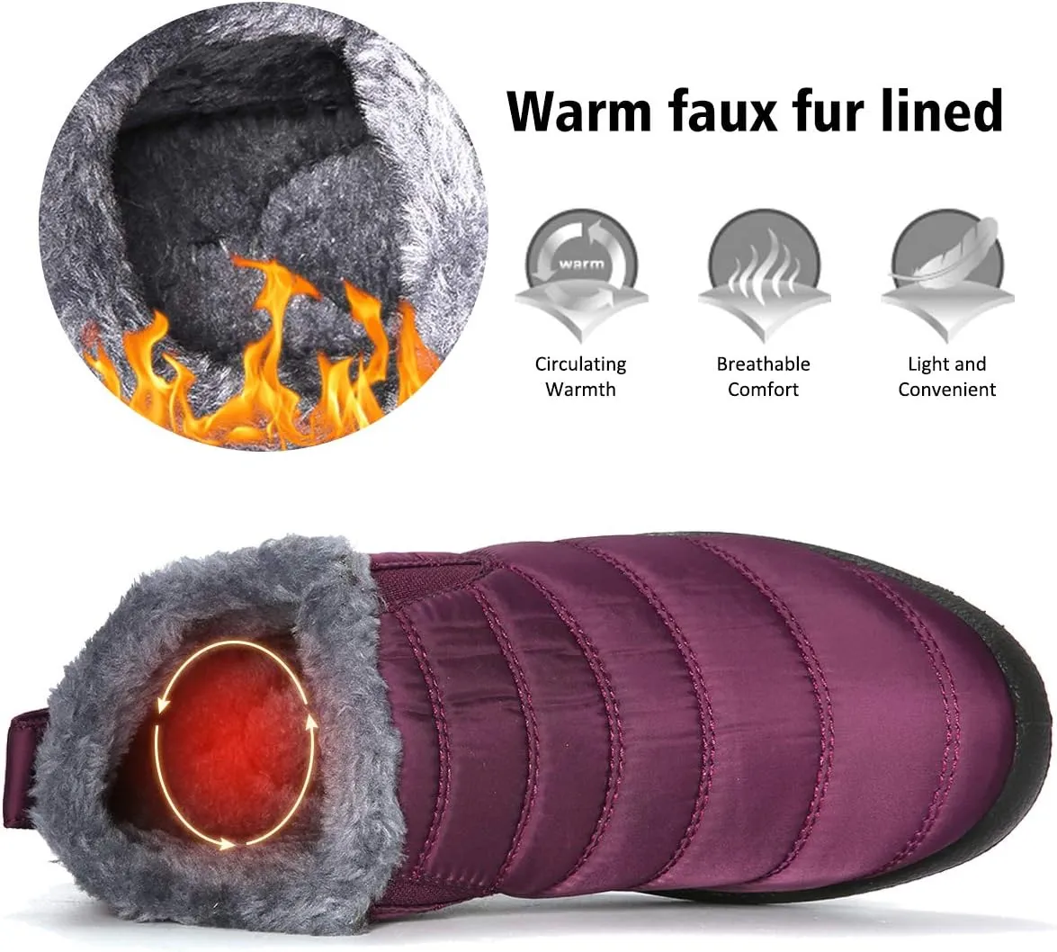 gracosy Warm Snow Boots, Winter Warm Ankle Boots, Fur Lining Boots,Waterproof Thickening Winter Shoes for Women and Men