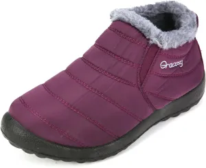 gracosy Warm Snow Boots, Winter Warm Ankle Boots, Fur Lining Boots,Waterproof Thickening Winter Shoes for Women and Men