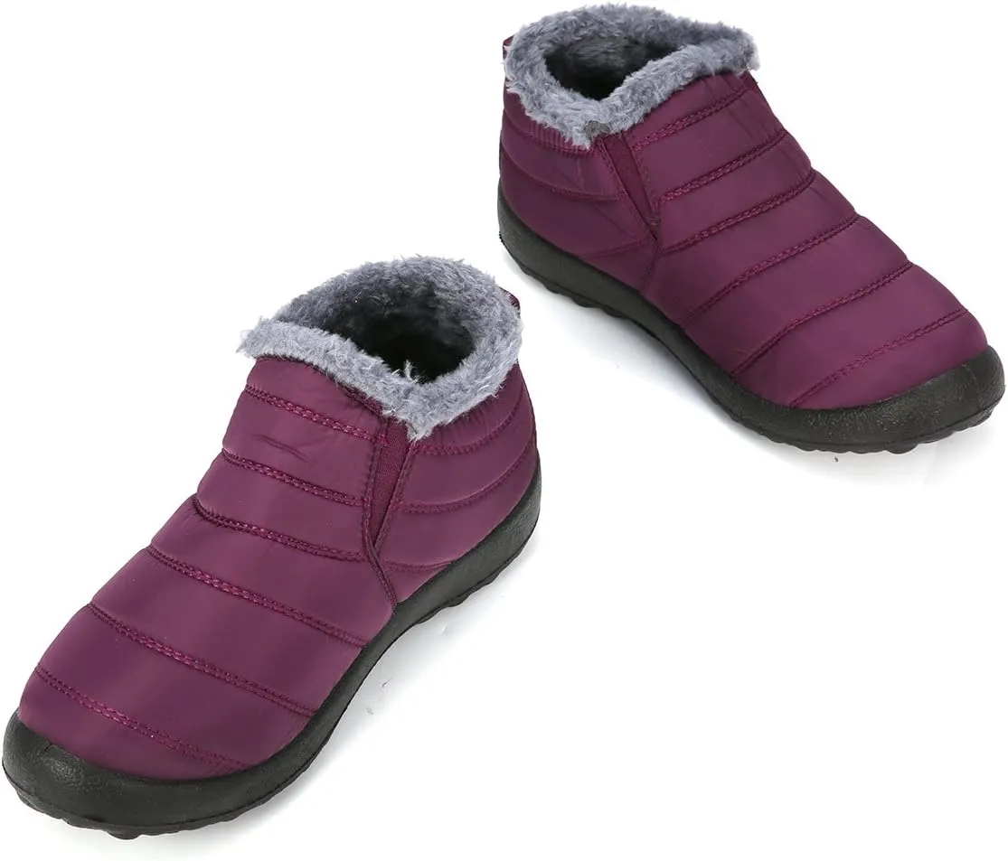 gracosy Warm Snow Boots, Winter Warm Ankle Boots, Fur Lining Boots,Waterproof Thickening Winter Shoes for Women and Men