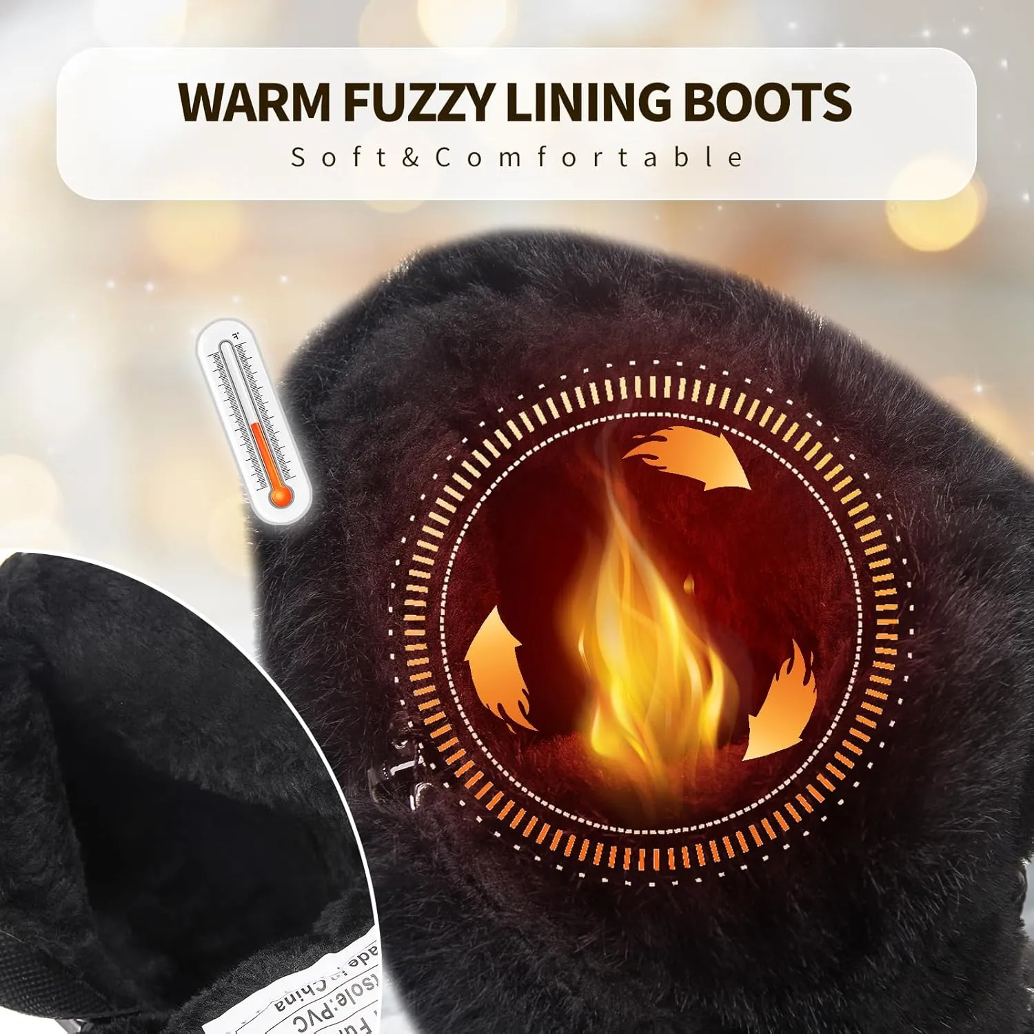 hash bubbie Women's Winter Boots Ankle Booties for Women Warm Fuzzy Boots Lace up PU Leather Snow Boots with Zipper