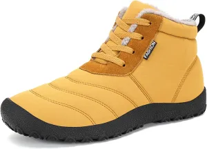Helenbra Men's Winter Snow Boots,Hand Stitching Lace Up Outdoor Anti-Slip Waterproof Fur Lined Warm Sneakers Lightweight Flat Walking Shoe Casual Ankle Boots
