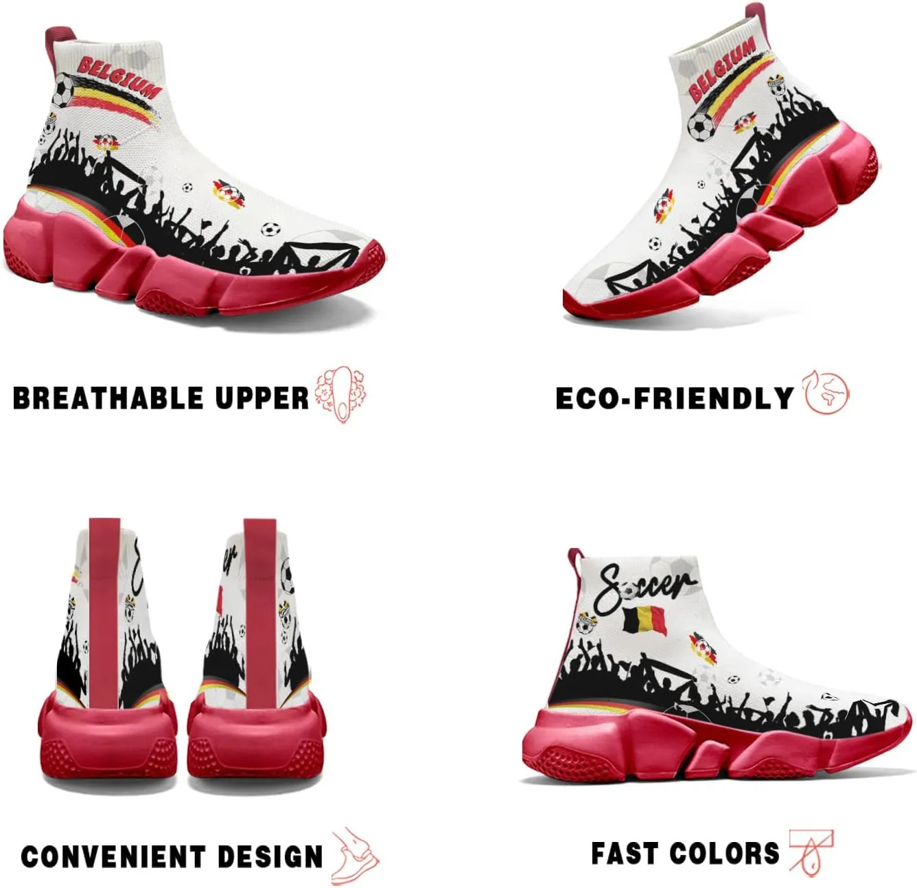 Hetios World Cup Painted Sock Shoes Women's Sneakers Commemorative Running Shoes