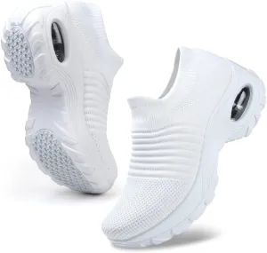 HKR Women's Walking Shoes Arch Support Non Slip Work Shoes Breathable Knit Upper Lightweight for Plantar Fasciitis