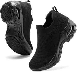 HKR Women's Walking Shoes Arch Support Non Slip Work Shoes Breathable Knit Upper Lightweight for Plantar Fasciitis