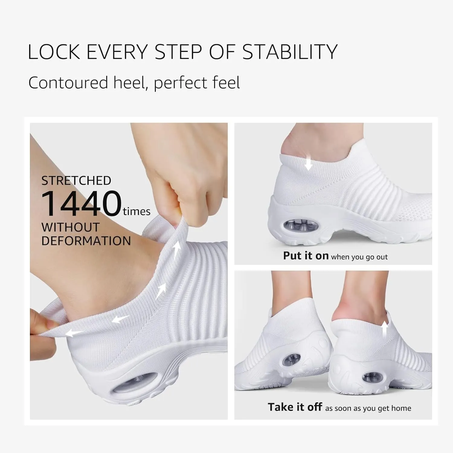 HKR Women's Walking Shoes Arch Support Non Slip Work Shoes Breathable Knit Upper Lightweight for Plantar Fasciitis