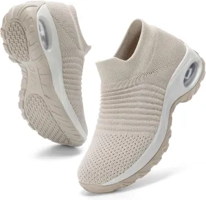 HKR Women's Walking Shoes Arch Support Non Slip Work Shoes Breathable Knit Upper Lightweight for Plantar Fasciitis