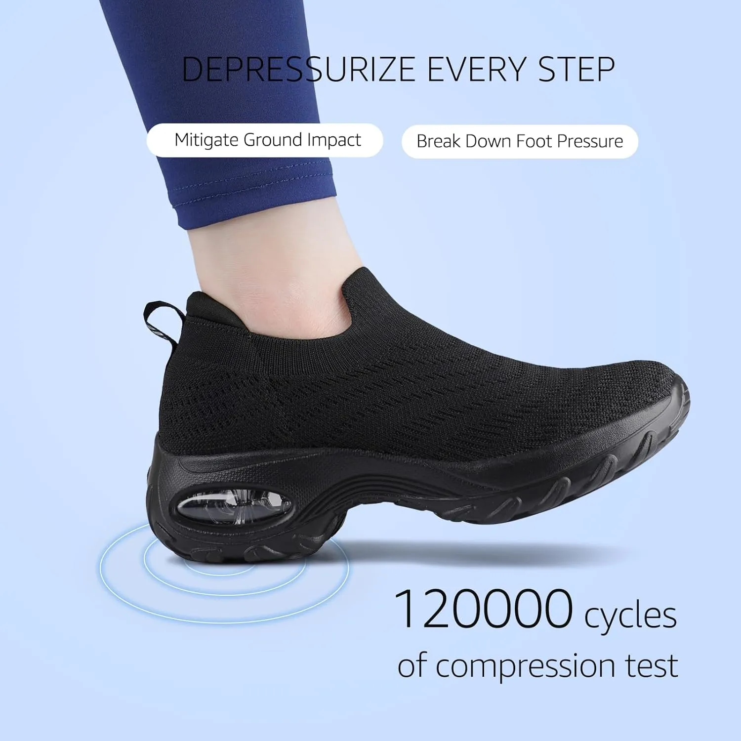 HKR Women's Walking Shoes Arch Support Non Slip Work Shoes Breathable Knit Upper Lightweight for Plantar Fasciitis