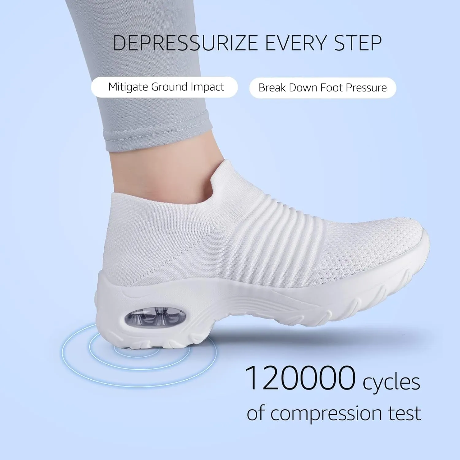 HKR Women's Walking Shoes Arch Support Non Slip Work Shoes Breathable Knit Upper Lightweight for Plantar Fasciitis