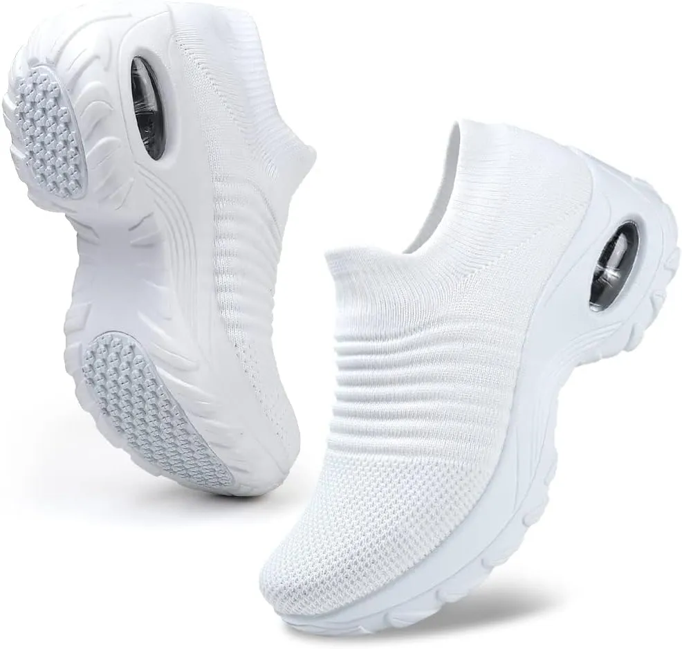 HKR Women's Walking Shoes Arch Support Non Slip Work Shoes Breathable Knit Upper Lightweight for Plantar Fasciitis