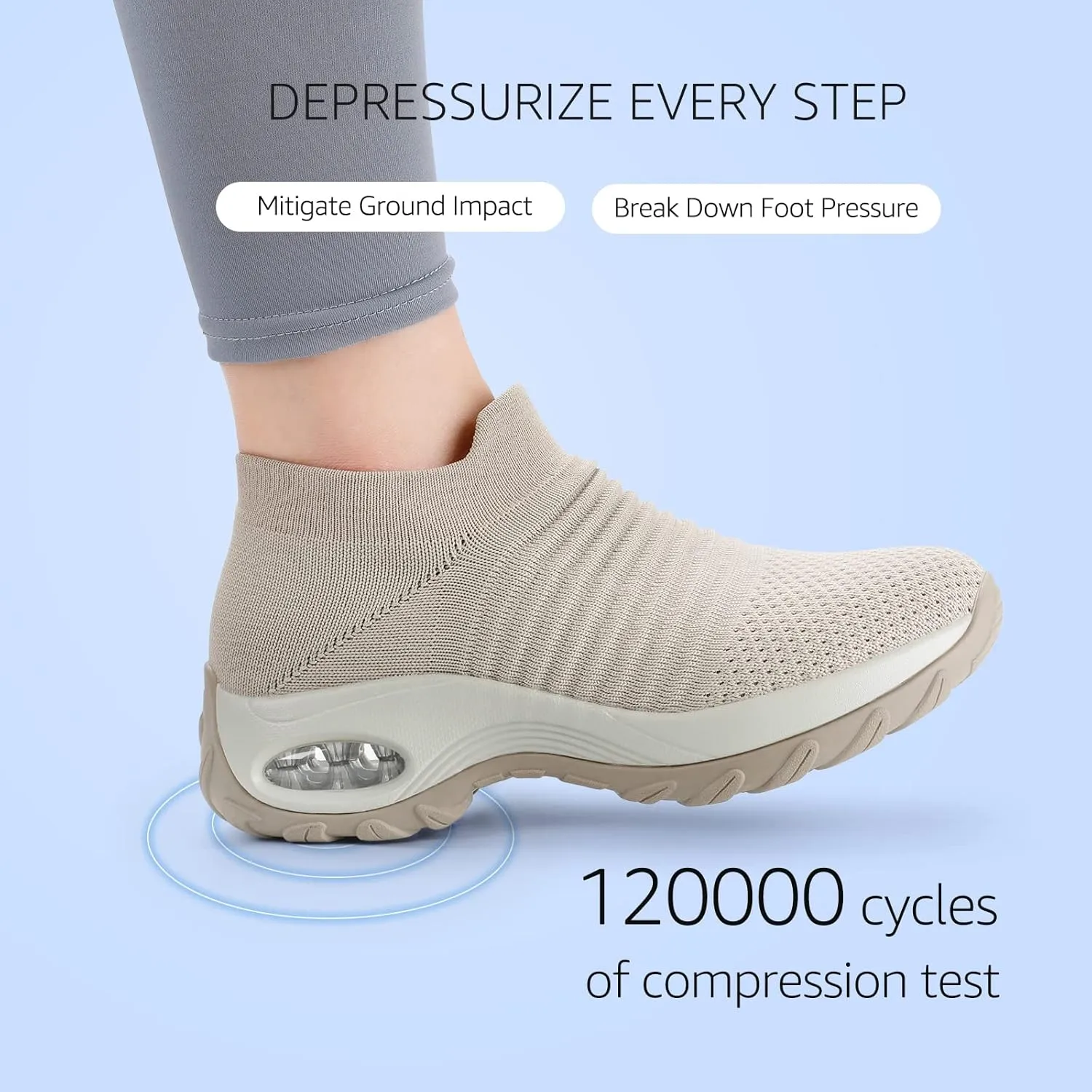 HKR Women's Walking Shoes Arch Support Non Slip Work Shoes Breathable Knit Upper Lightweight for Plantar Fasciitis