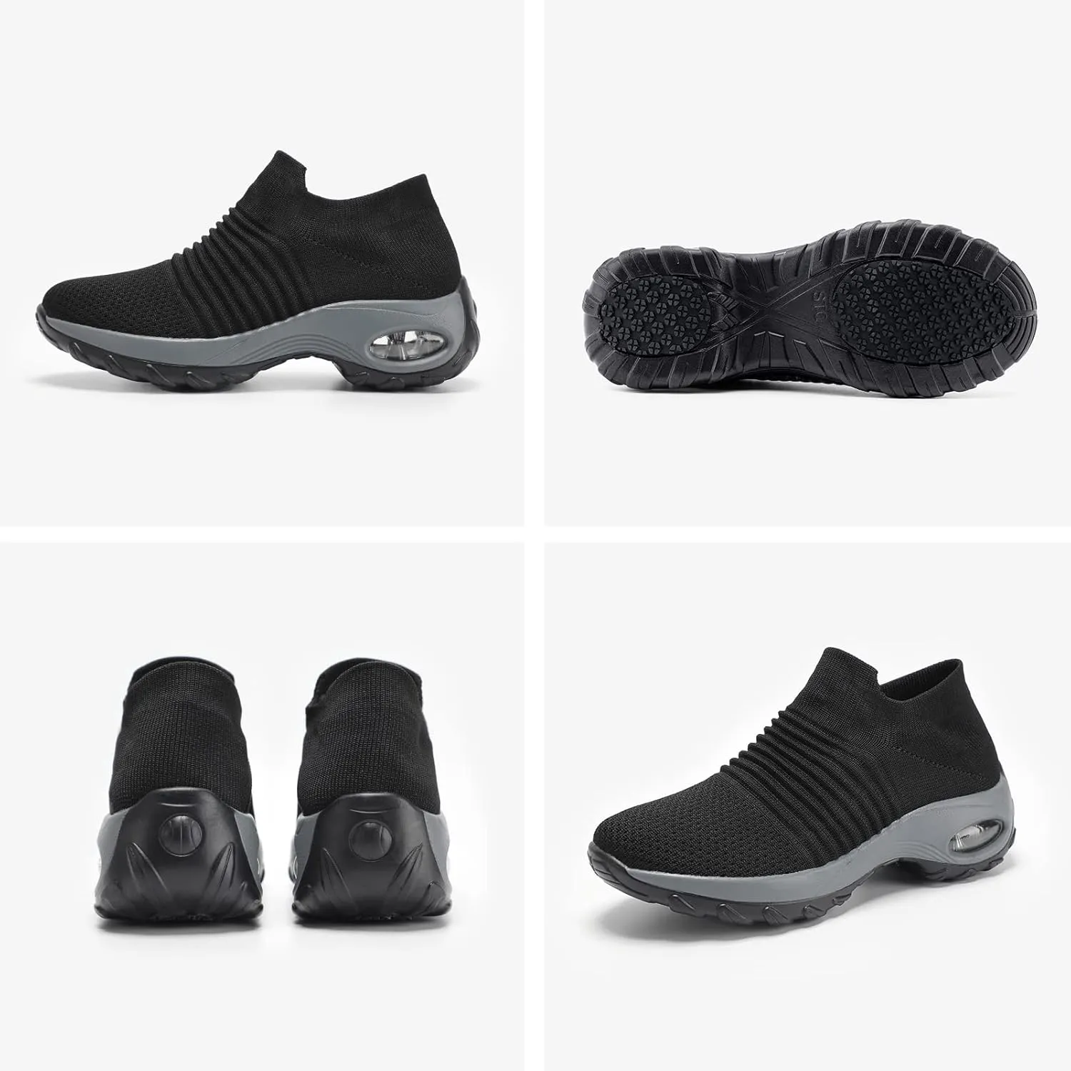 HKR Women's Walking Shoes Arch Support Non Slip Work Shoes Breathable Knit Upper Lightweight for Plantar Fasciitis
