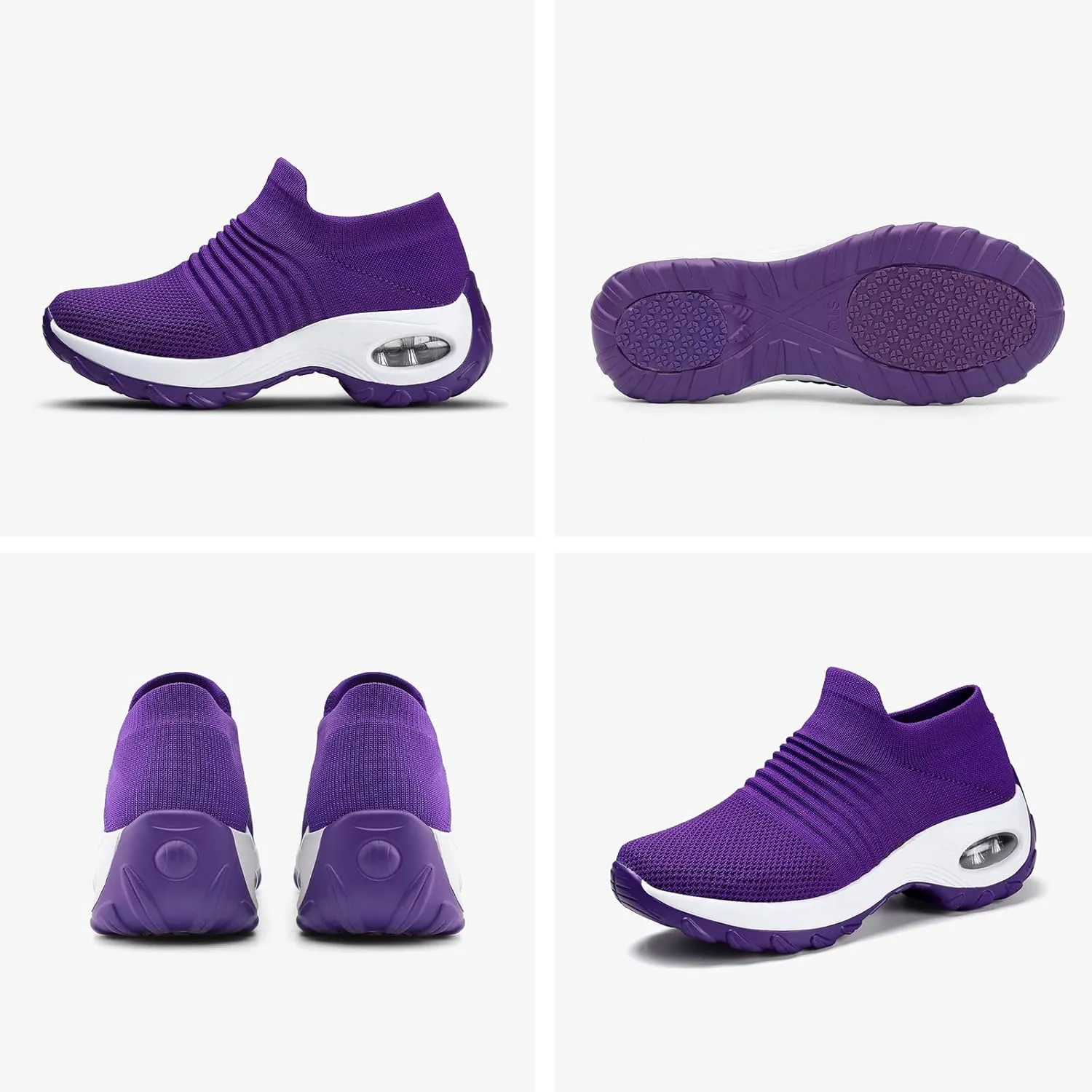 HKR Women's Walking Shoes Arch Support Non Slip Work Shoes Breathable Knit Upper Lightweight for Plantar Fasciitis