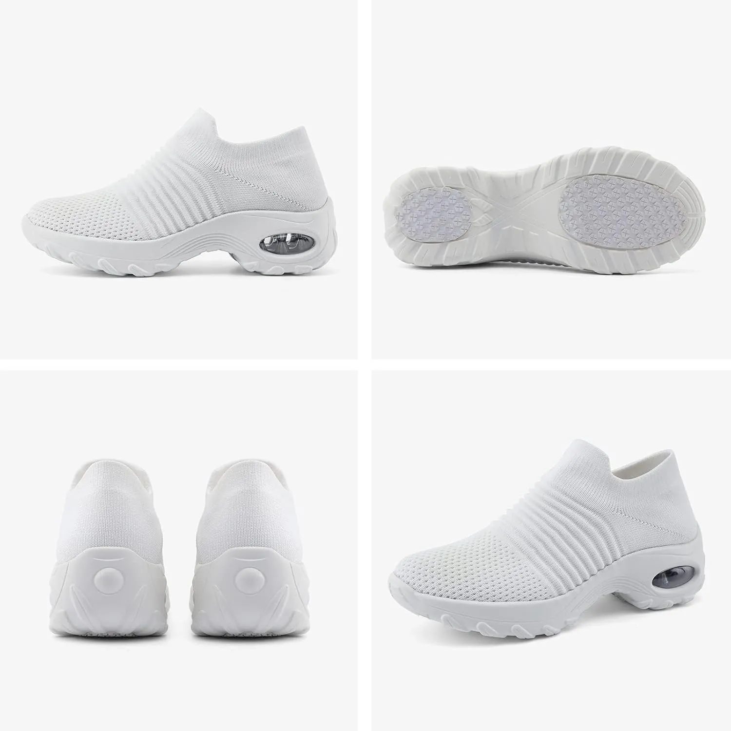 HKR Women's Walking Shoes Arch Support Non Slip Work Shoes Breathable Knit Upper Lightweight for Plantar Fasciitis