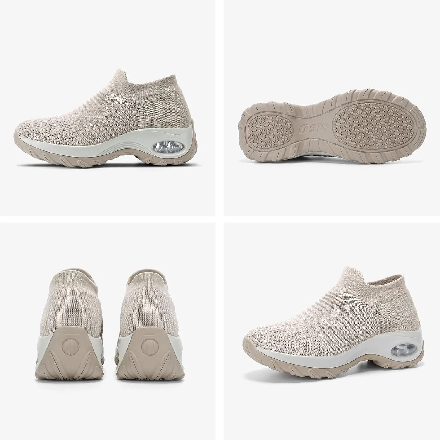 HKR Women's Walking Shoes Arch Support Non Slip Work Shoes Breathable Knit Upper Lightweight for Plantar Fasciitis