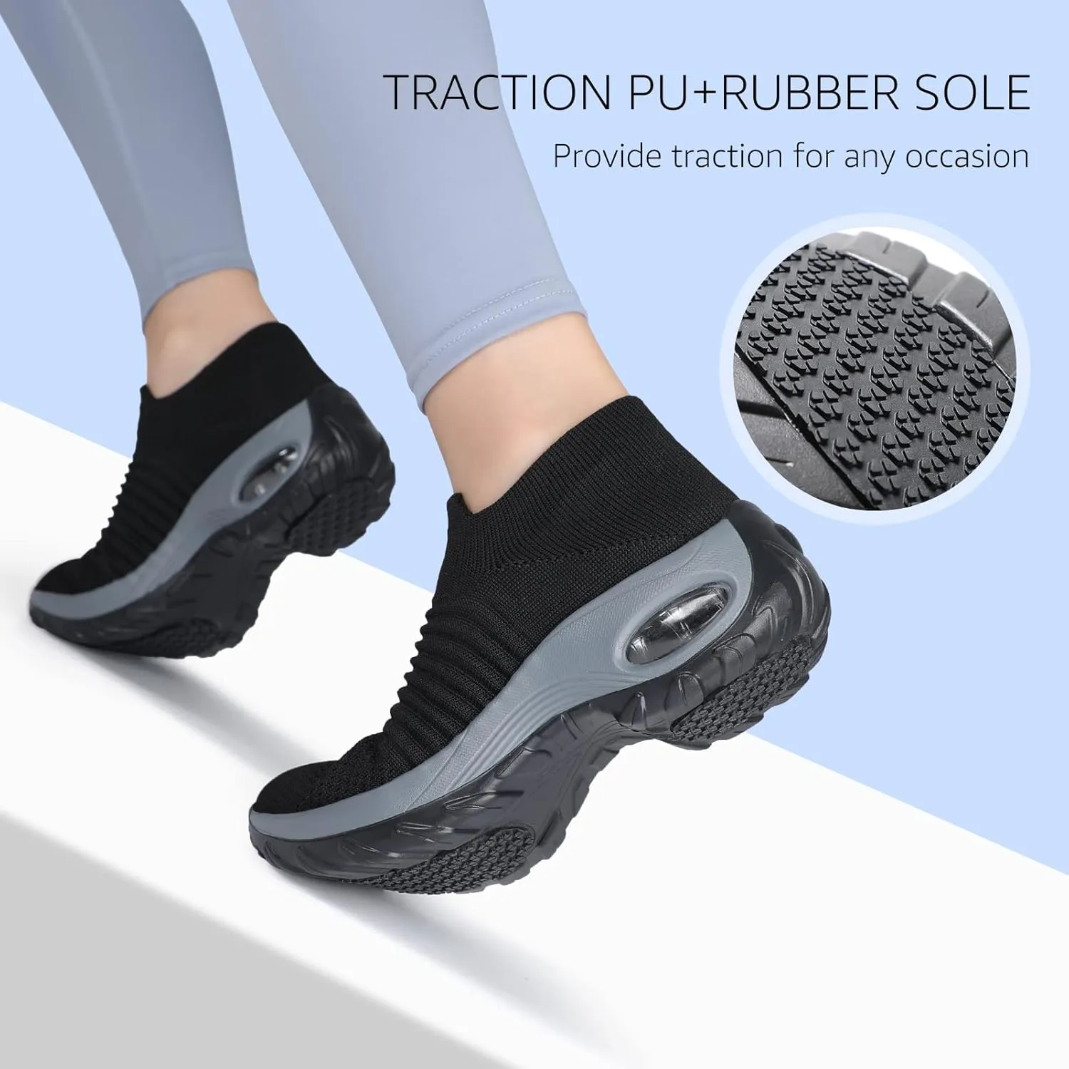 HKR Women's Walking Shoes Arch Support Non Slip Work Shoes Breathable Knit Upper Lightweight for Plantar Fasciitis