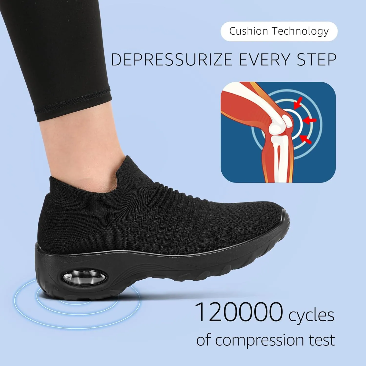 HKR Women’s Walking Shoes with Arch Support Lightweight Slip On Sneakers for Plantar Fasciitis