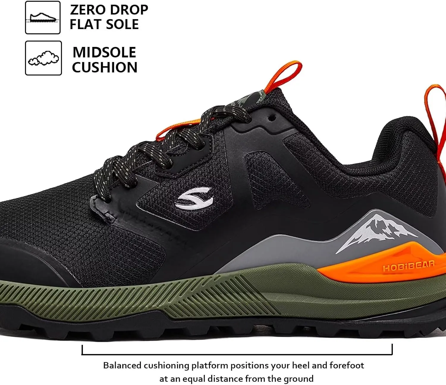 HOBIBEAR Men's Trail Running Shoes | Wide Toe | Trekking | Non-Slip Hiking Sneakers