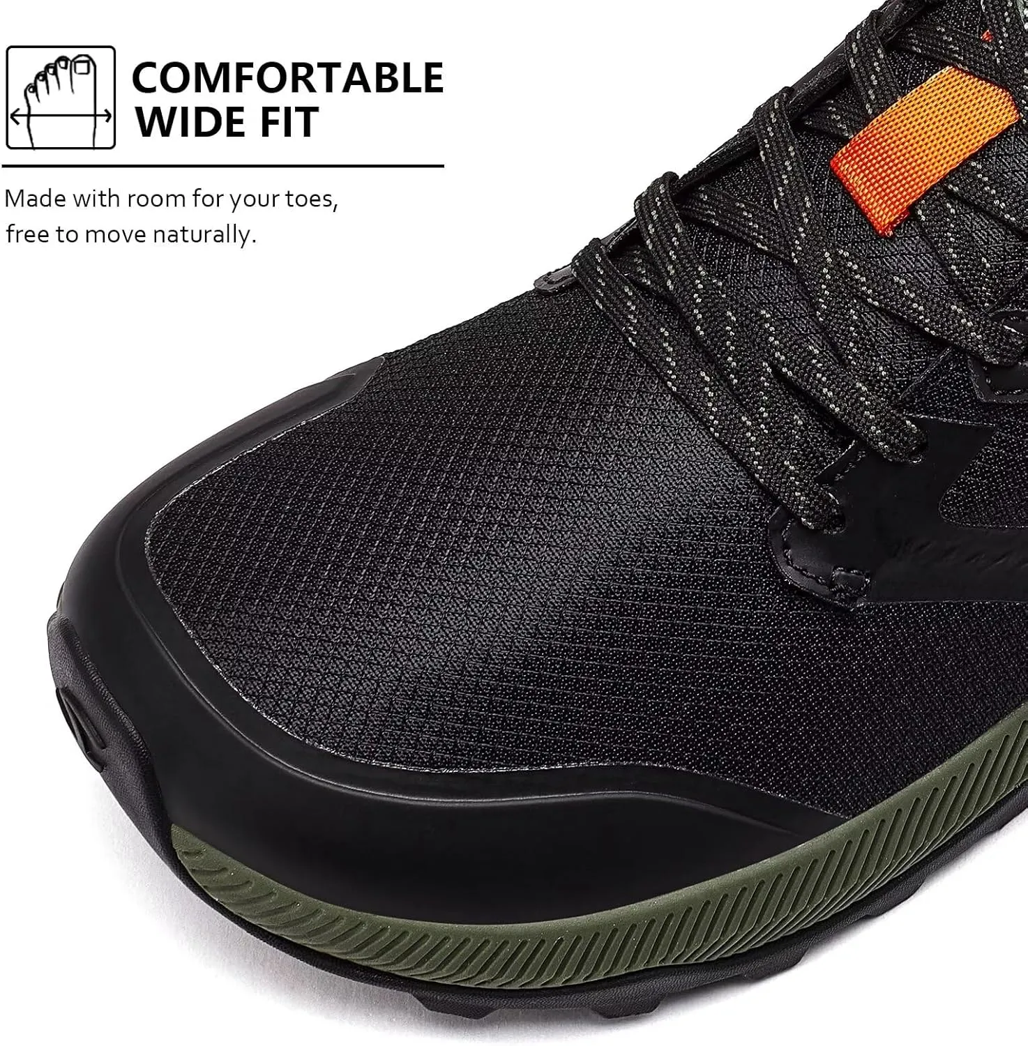 HOBIBEAR Men's Trail Running Shoes | Wide Toe | Trekking | Non-Slip Hiking Sneakers