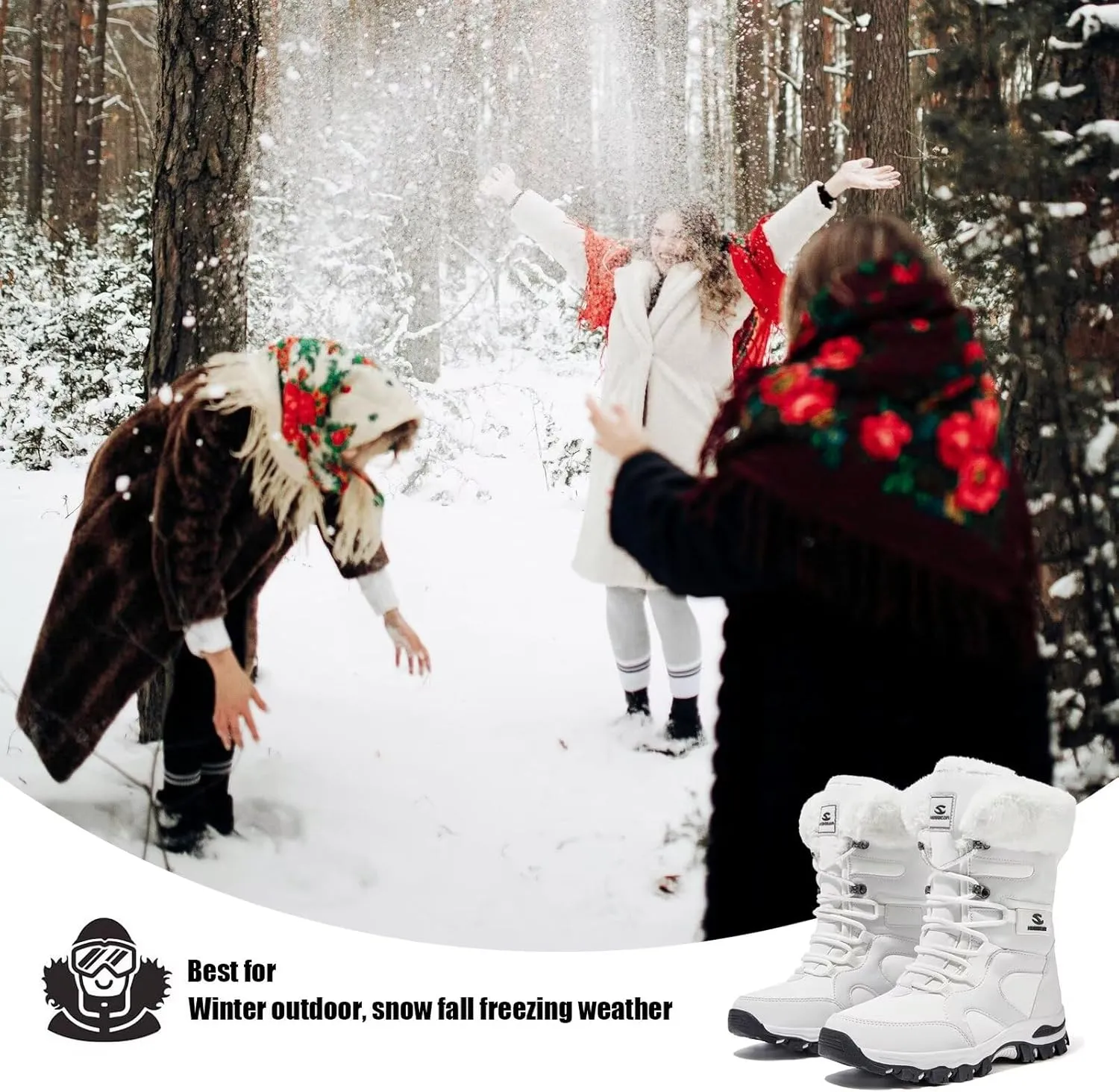 HOBIBEAR Women's Winter Snow Boots | Mid-Calf | Faux Fur | Water Resistant