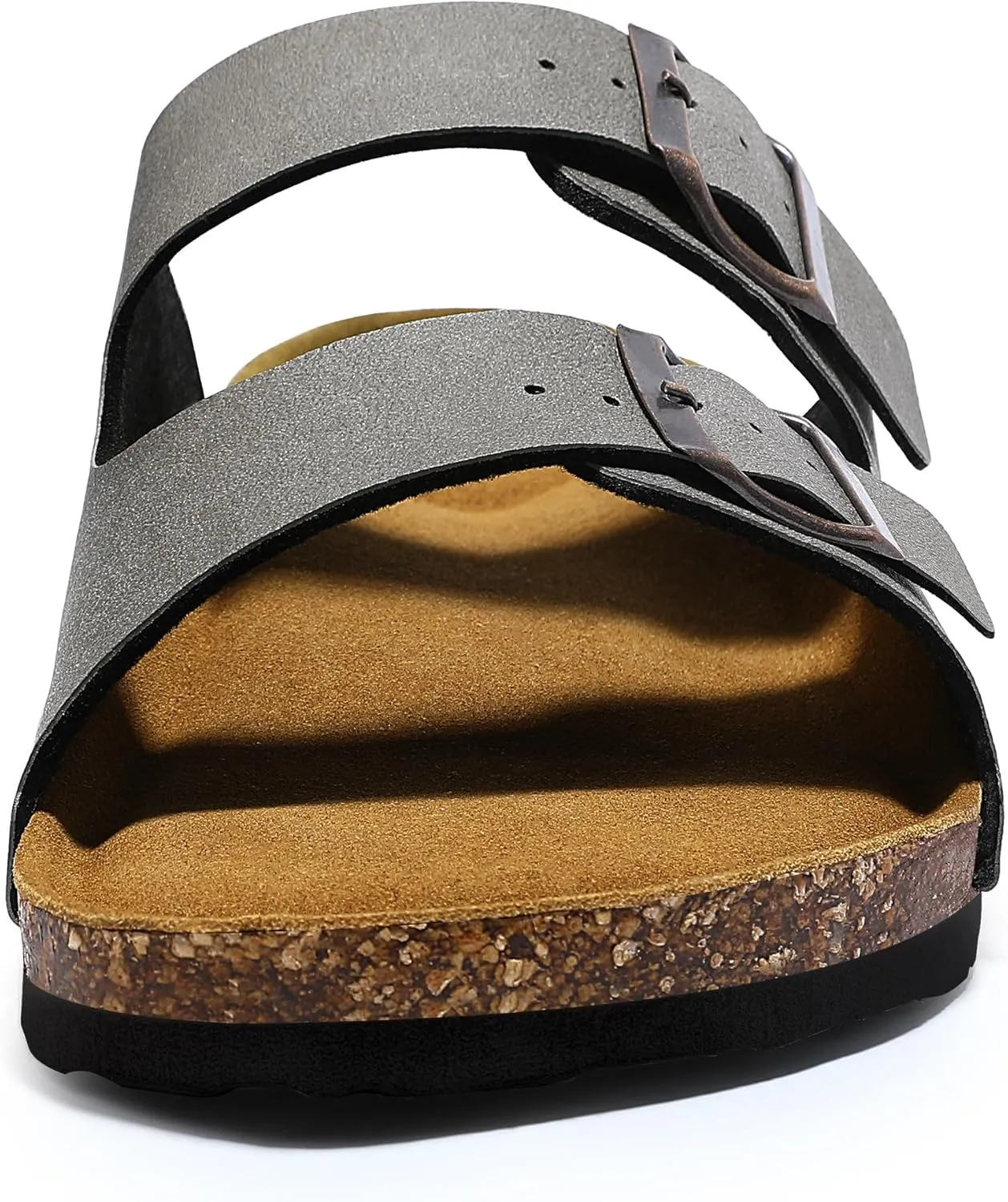 HOMETRUE Mens Sandals Cork Footed Flat Mens Slides Sandals Adjustable Buckle Straps Durable Sandals for Men
