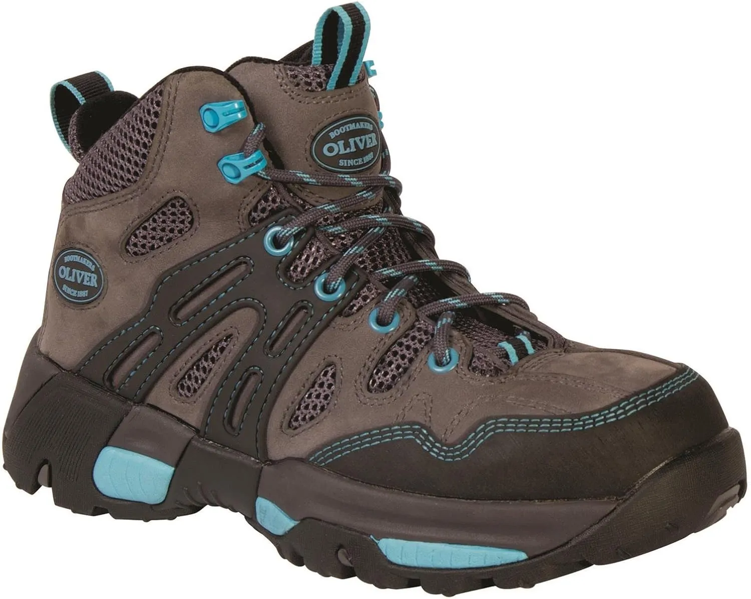 Honeywell Oliver 5" Leather & Mesh Women's Steel Toe Sneakers, Black & Blue (OL21112)