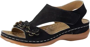 House Shoes with Arch Support for Women Womens Orthopedic Sandals 9 Black Strappy Sandals Wedge Heel Sandals Plantar Fasciitis Dress Shoes Women Sandals for Older Women Comfortable