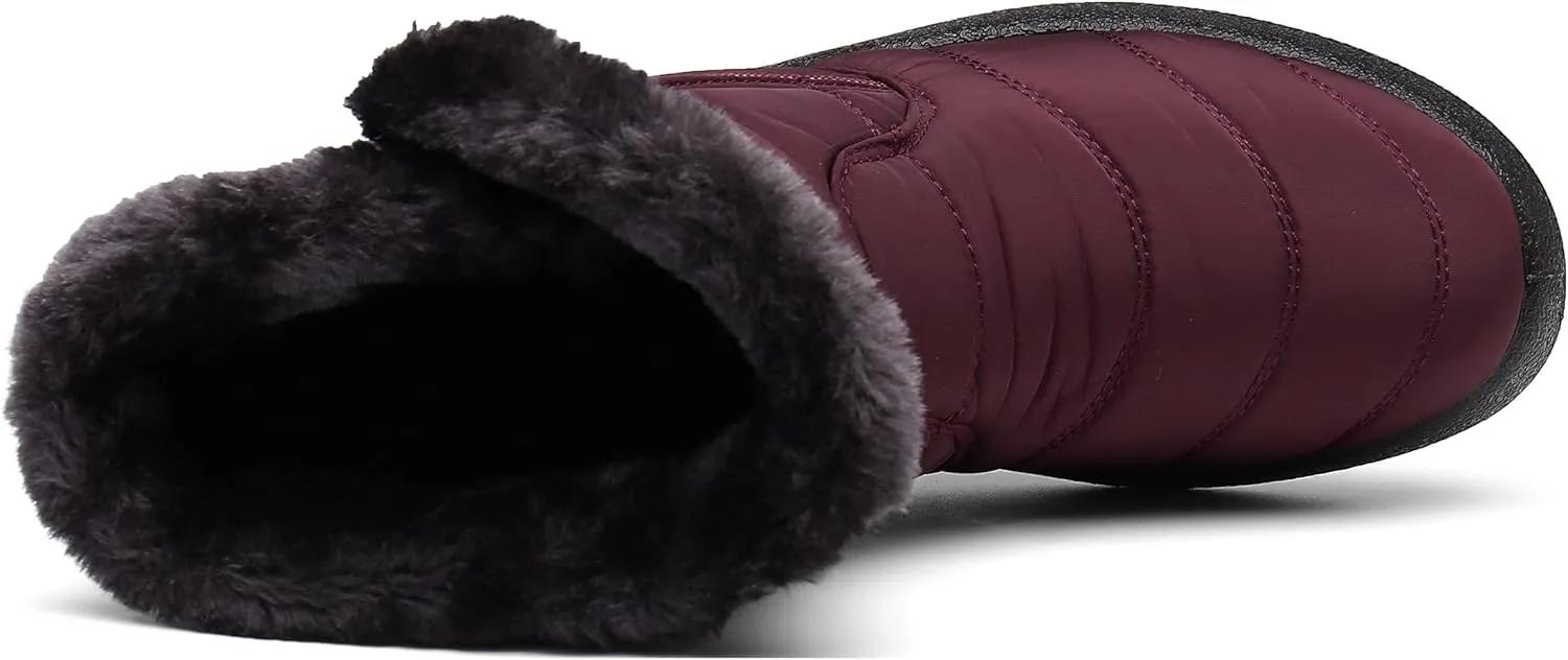 Hsyooes Womens Warm Fur Lined Winter Snow Boots Waterproof Ankle Boots Outdoor Booties Comfortable Shoes for Women
