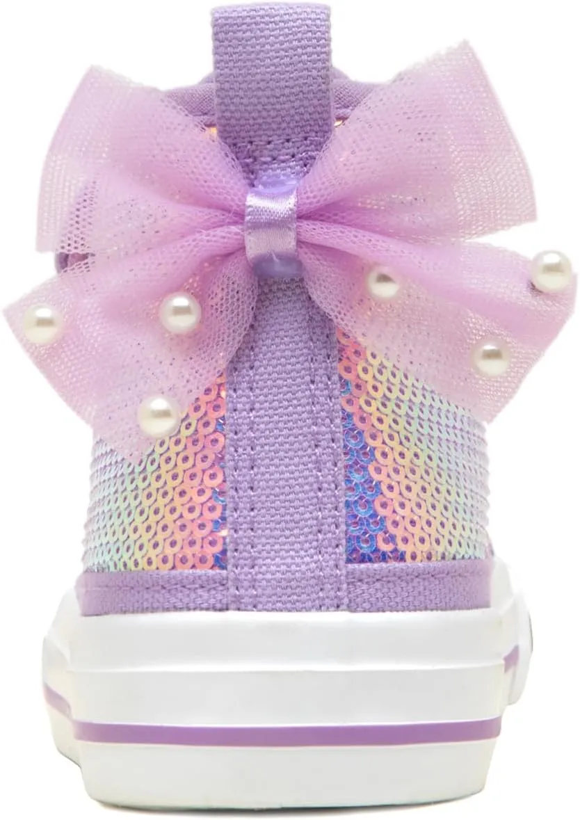 HugRain Toddler Girls Kids Sparkle Fashion Outdoor Walking Sneakers