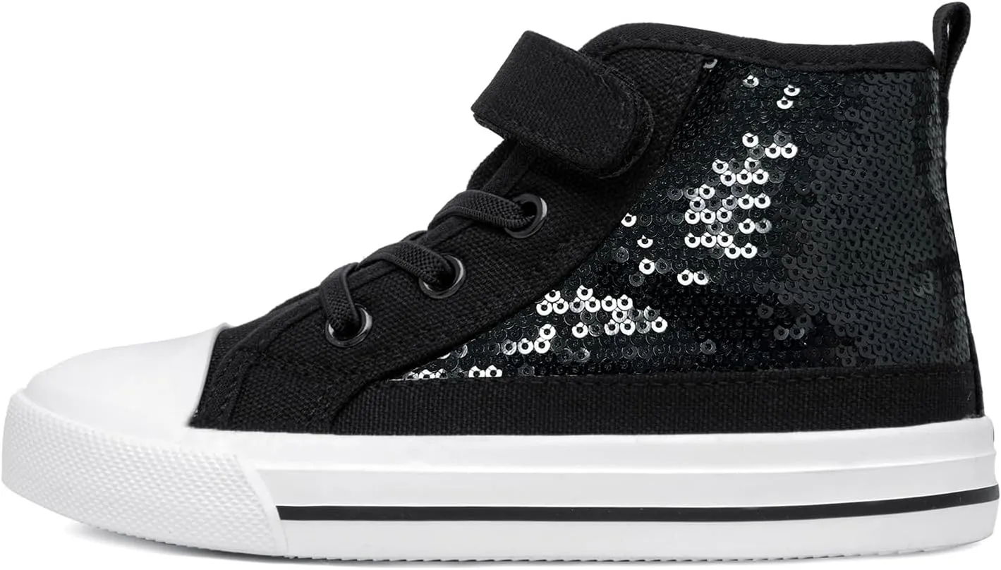 HugRain Toddler Girls Kids Sparkle Fashion Outdoor Walking Sneakers