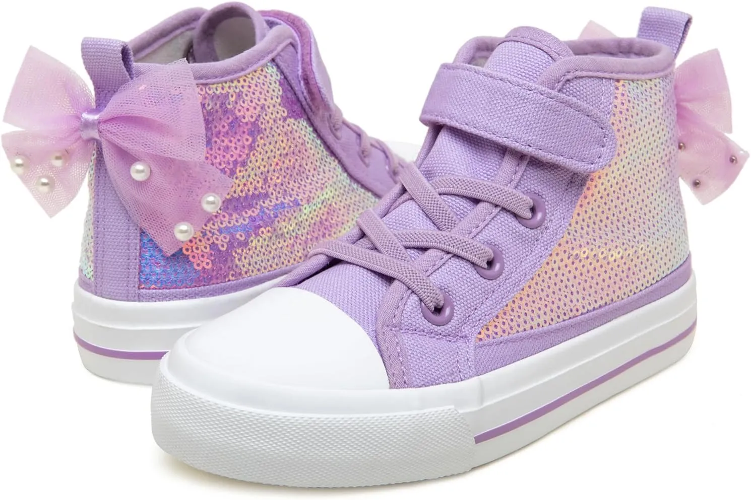 HugRain Toddler Girls Kids Sparkle Fashion Outdoor Walking Sneakers
