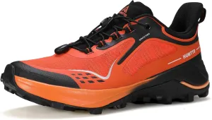 HUMTTO Men's Trail Running Shoes Quick Laces Cross Training Shoes Breathable Comfortable Anti Slip Walking Outdoors Athletic Sneakers Orange/Black 11.5