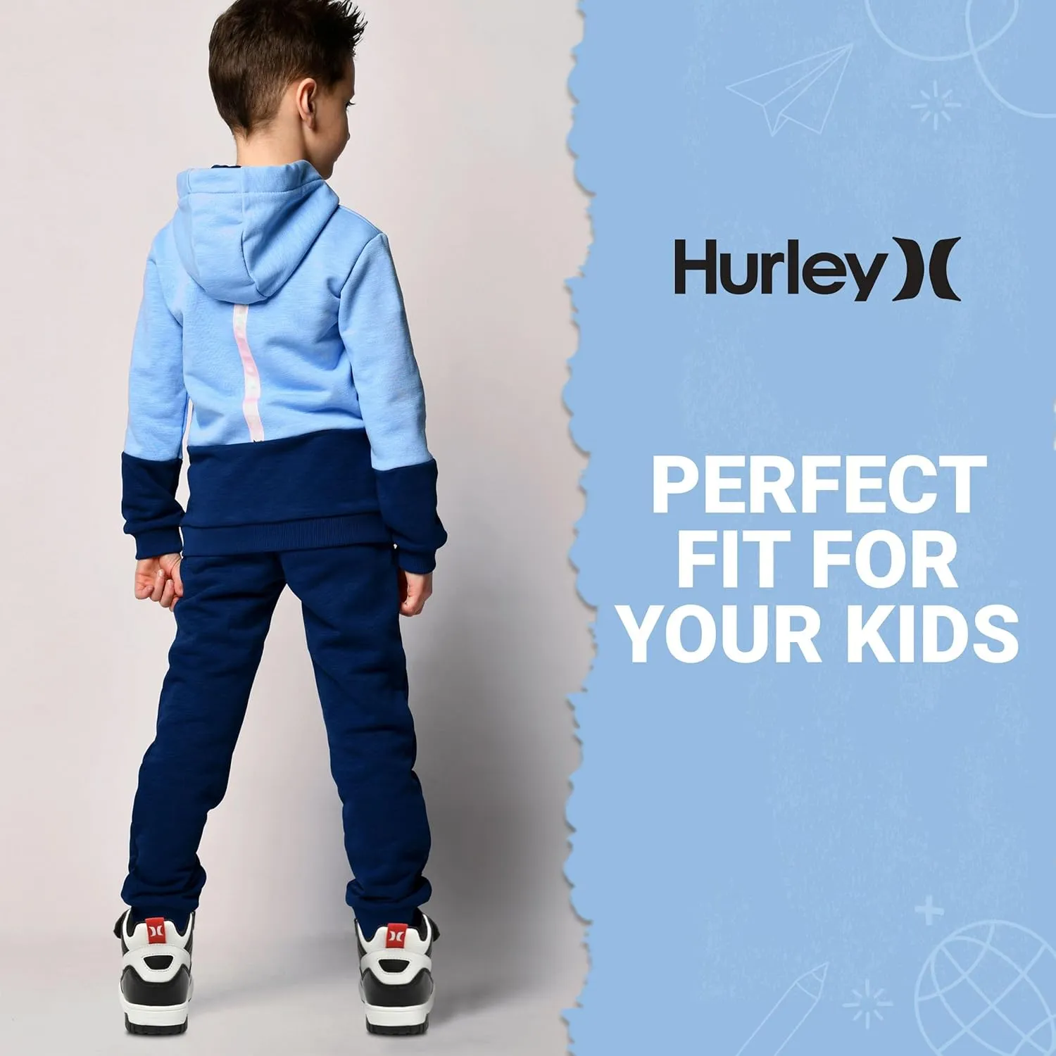 Hurley Kids' Carson High-Top Sneakers with Adjustable Strap, High Top Shoes for Kids, Sturdy Padded High Cut Sneakers for Boys and Girls, Fashionable Basketball Shoes for Kids