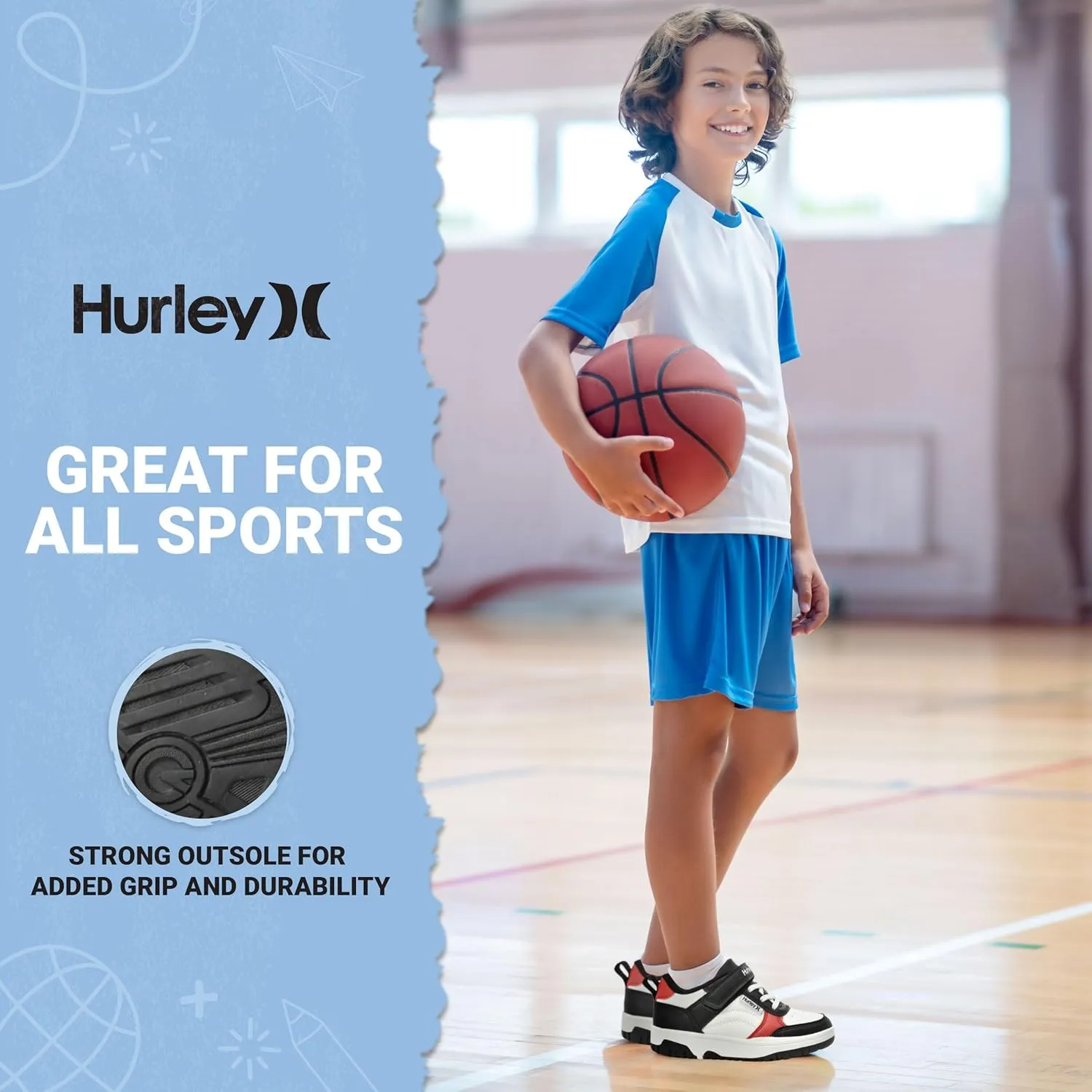 Hurley Kids Sneaker Rexx with Adjustable Strap, Perfect for Any Activity, All Comfort and Support - Boys and Girls