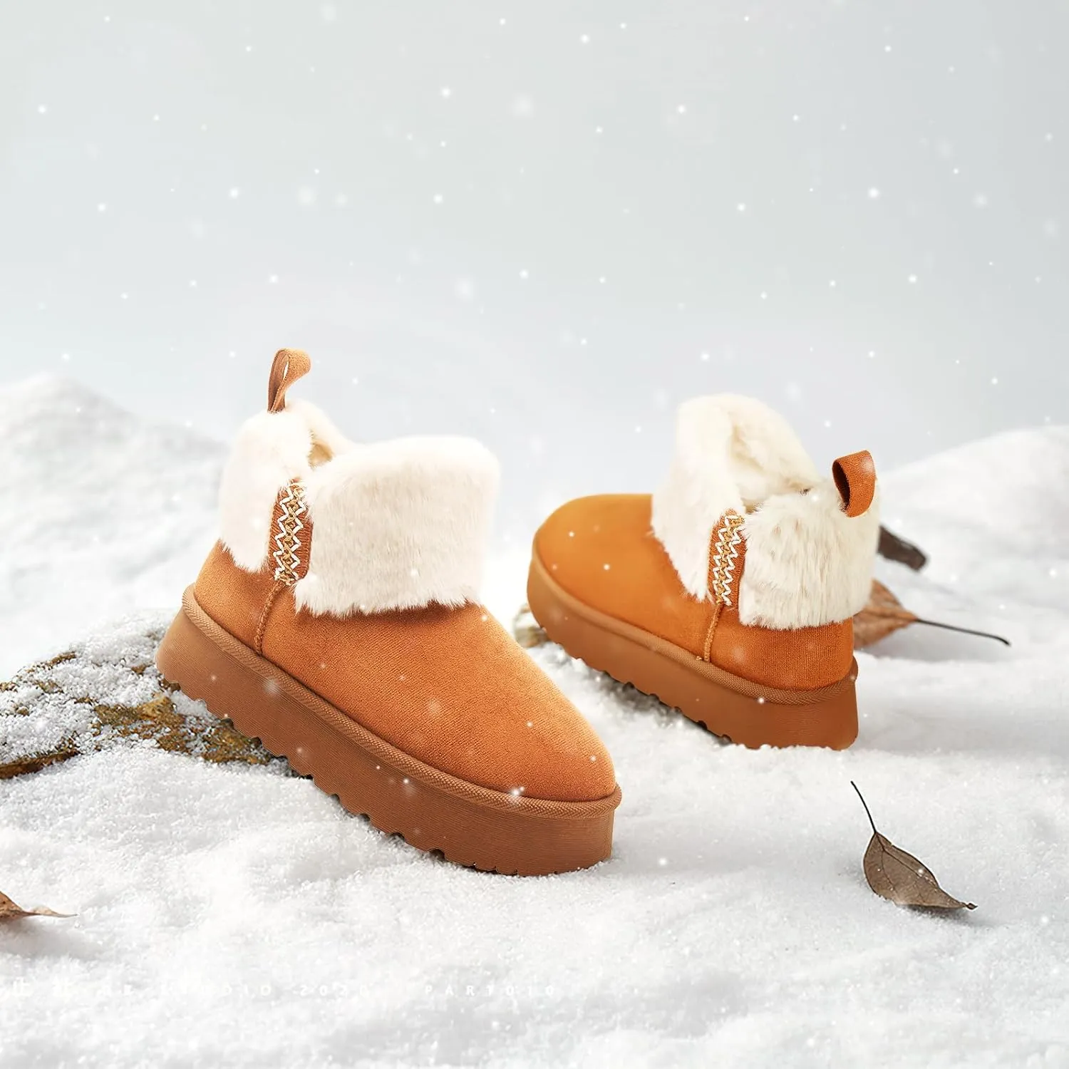 HYPOCRUTE Womens Winter Boots Fur Snow Boots Ankle Booties Fuzzy Warm Platform Short Boots for Women Slip on Boots