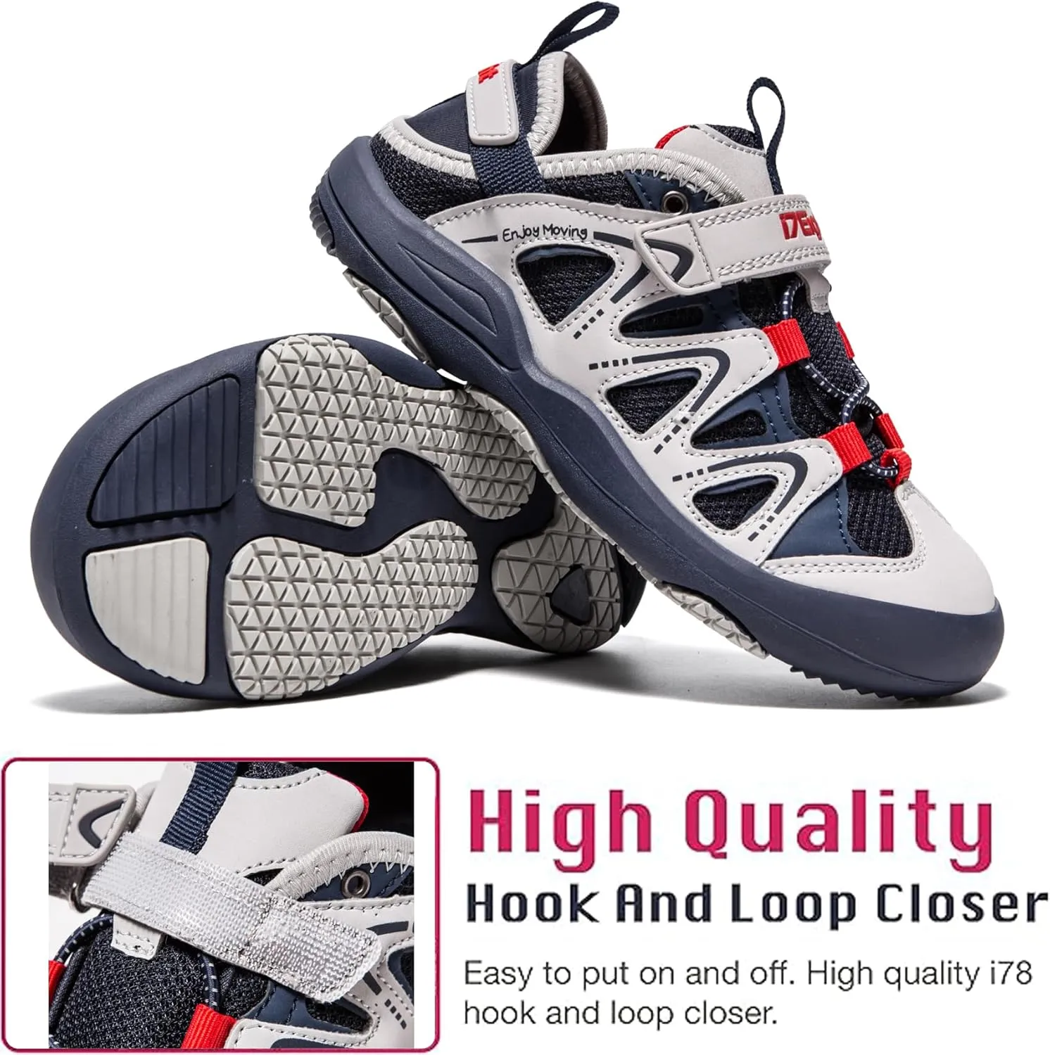 i78 Low Top Kids Boys Sports Hiking Shoes Breathable Synthetic Leather Sneakers Non-Slip Lightweight for Outdoor Running Trekking Trail Walking