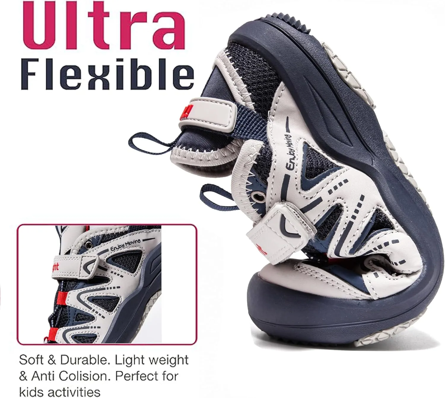 i78 Low Top Kids Boys Sports Hiking Shoes Breathable Synthetic Leather Sneakers Non-Slip Lightweight for Outdoor Running Trekking Trail Walking