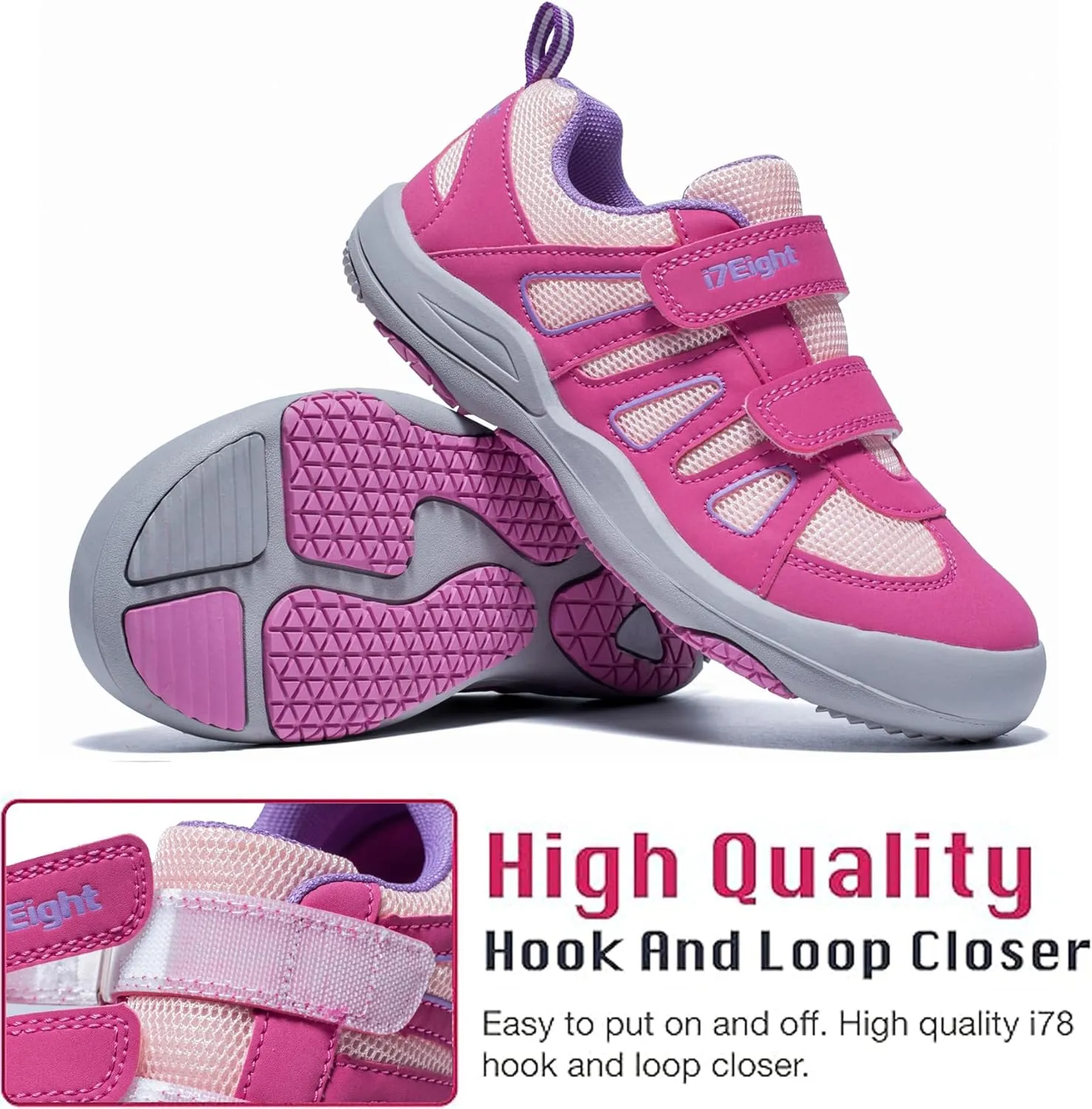 i78 Low Top Kids Boys Sports Hiking Shoes Breathable Synthetic Leather Sneakers Non-Slip Lightweight for Outdoor Running Trekking Trail Walking